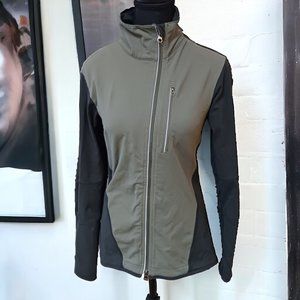 Womens Roots Yoga Long Sleeve Two Tone Green Track Jacket Size M
